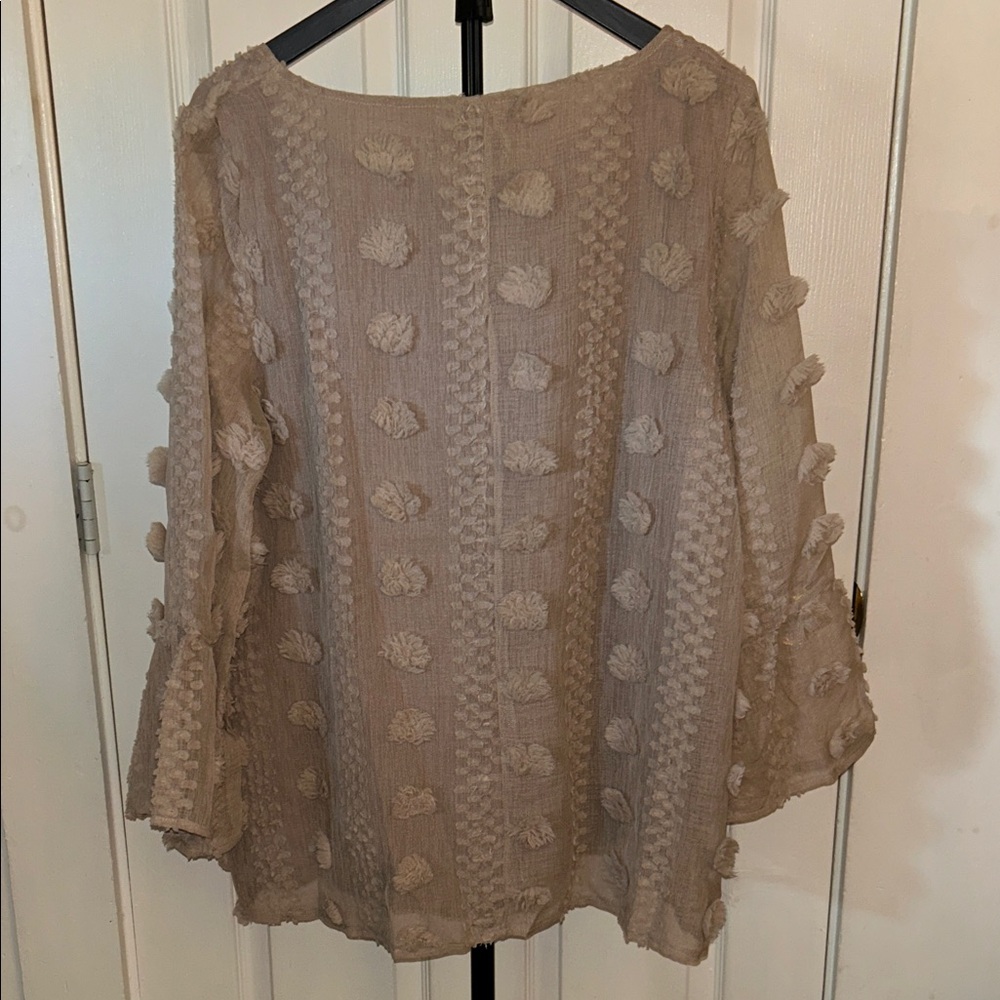Amoli Beige Textured Women's Blouse - Picture 3 of 5